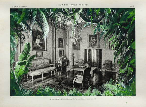 Ars Memoriae ( A Green Scenery ) - 32 x 44 cm - gouache on vintage found document -2020