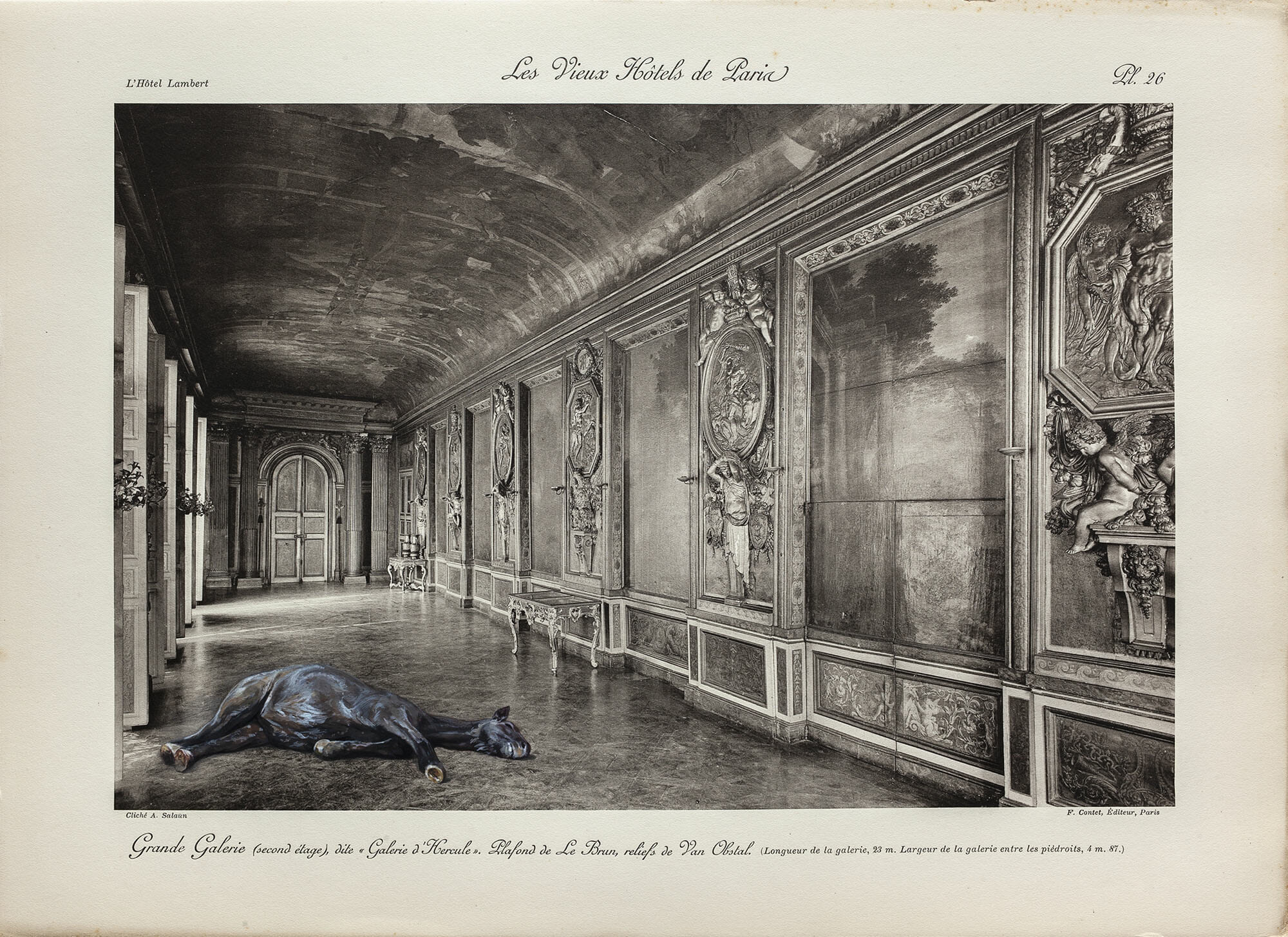 Ars Memoriae (Resting Horse) - 32 x 44 cm - gouache on vintage found document - 2020 
